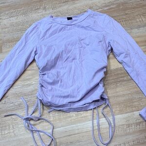 SHEIN Purple Ruched Tie Front Long Sleeve Blouse